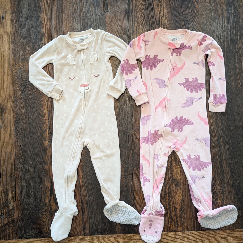 Carter's Pink and Cream Dinosaur Print Footies - Picture 4 of 8